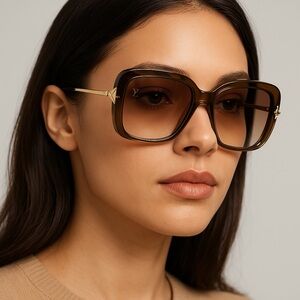 Louis Vuitton Z0323W Oversized Square Sunglasses Brown Gradient, Gold Metal Arms